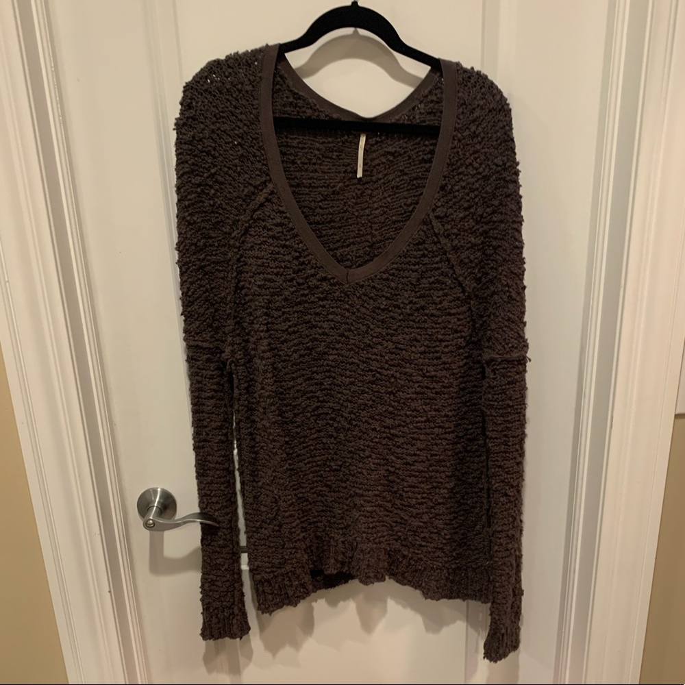 Free People Oversized Deep V Sweater